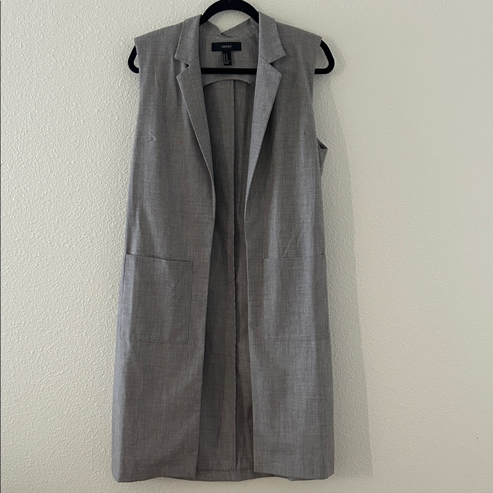 Forever 21 Gray Women's Vest With Pockets and Side Slits Medium